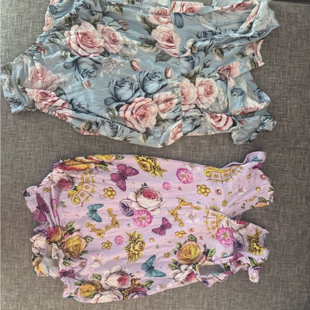 Floral Ruffle Baby Rompers - Picture 2 of 3